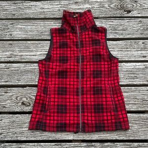 Chaps Plaid Zip-up Fleece Vest